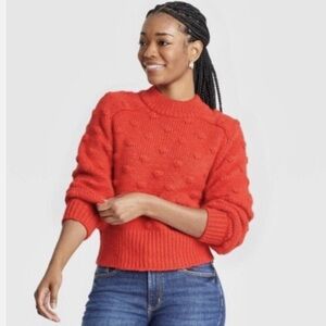 Universal Thread Chunky Knit Sweater Red Orange Bobble Pullover NWT